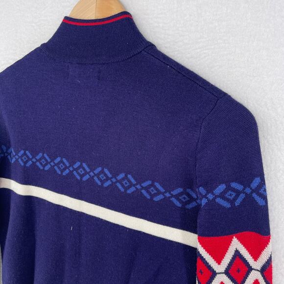 MEISTER Sweater Women S Fair Isle Southwestern Full Zip Cardigan Wool Blend Blue - Picture 8 of 14